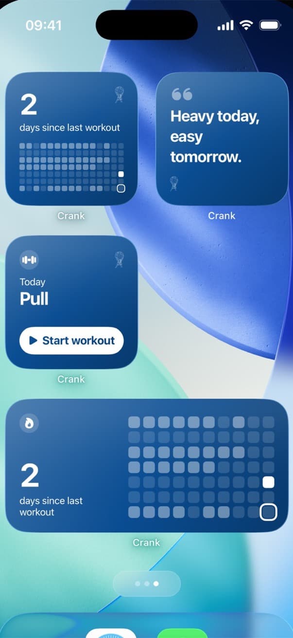 Crank widgets on an iPhone home screen