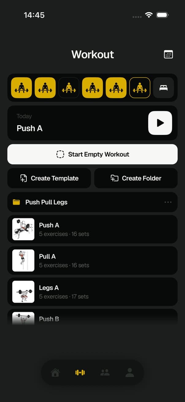 Crank workout tab with today's plan