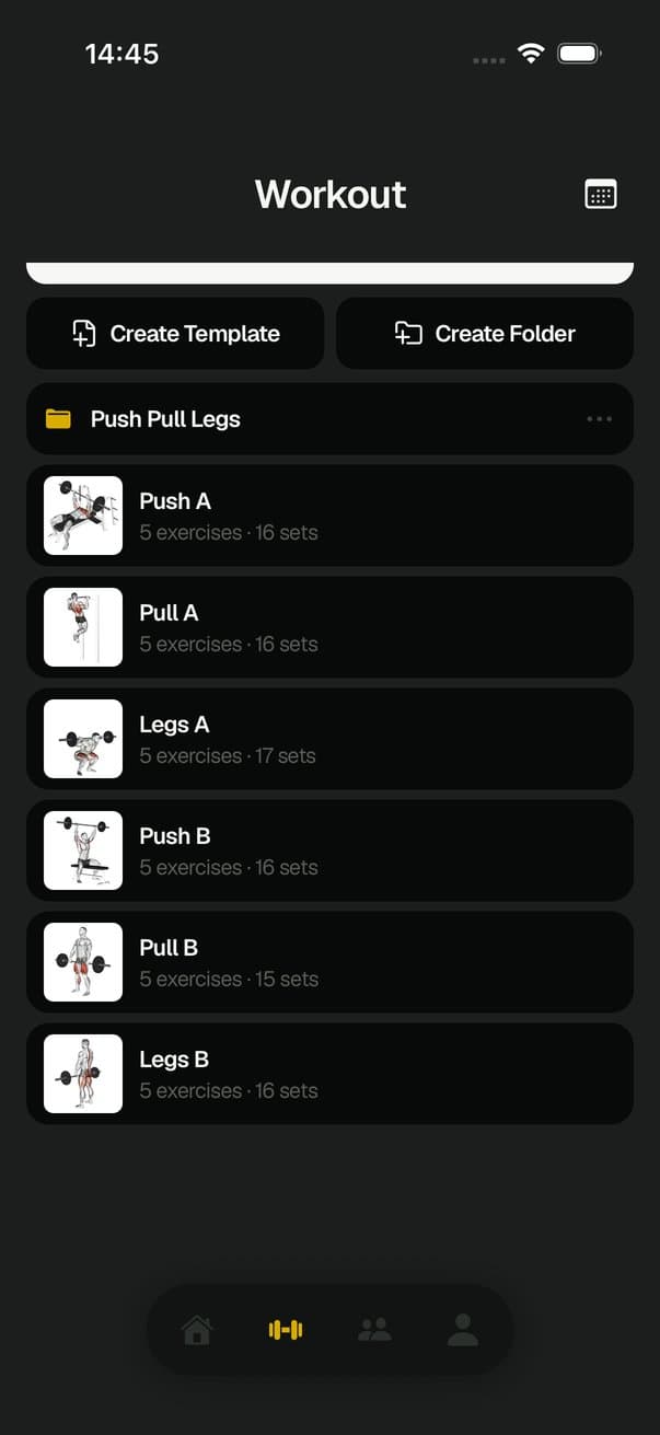 Crank templates in a Push Pull Legs folder